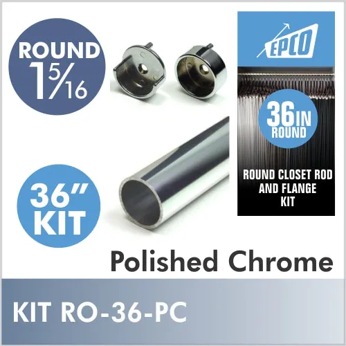 36 Inch Polished Chrome Round 1 5/16 Rod Kit