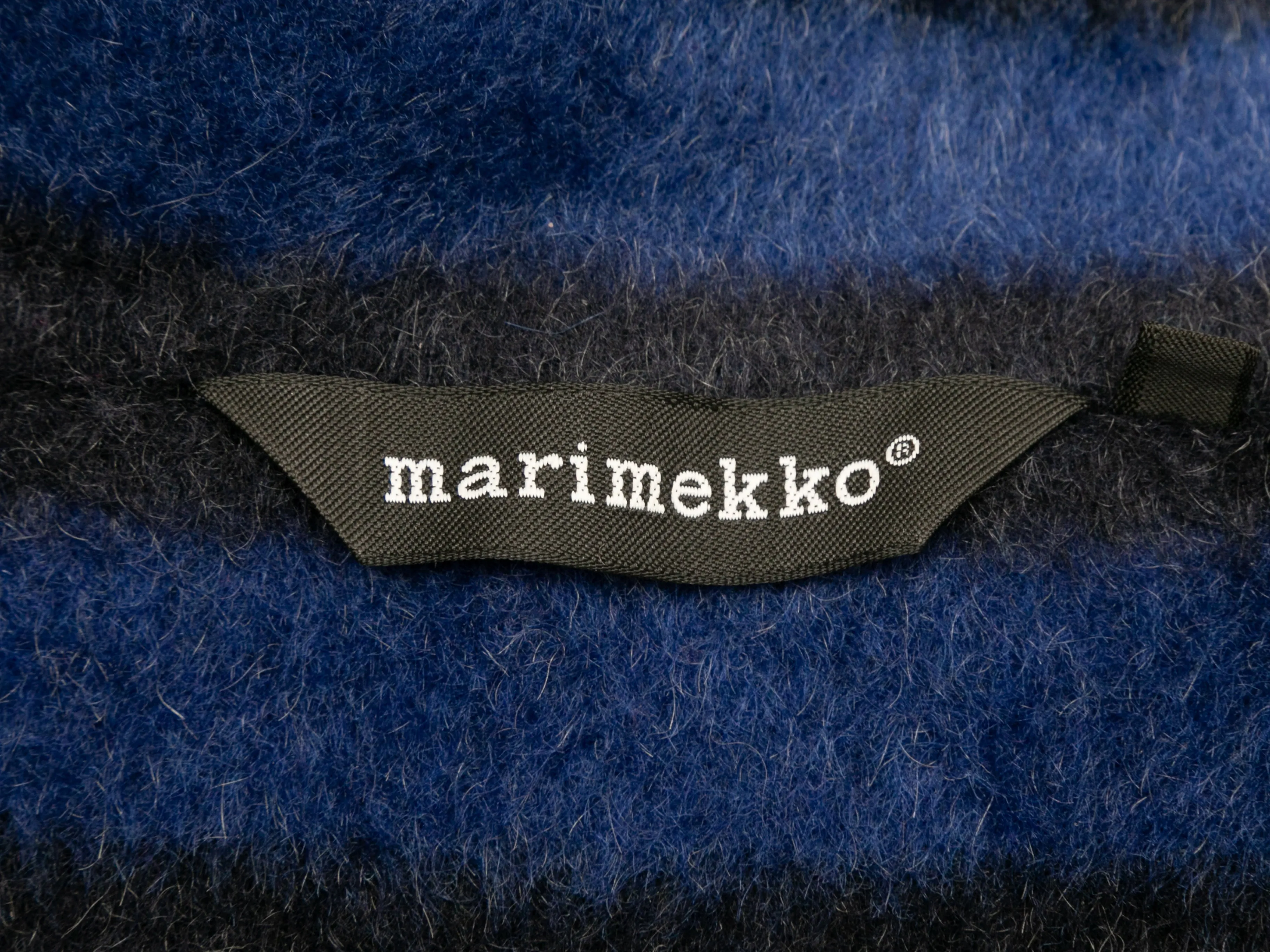 Blue & Black Marimekko Virgin Wool & Mohair Striped Coat Size EU 40