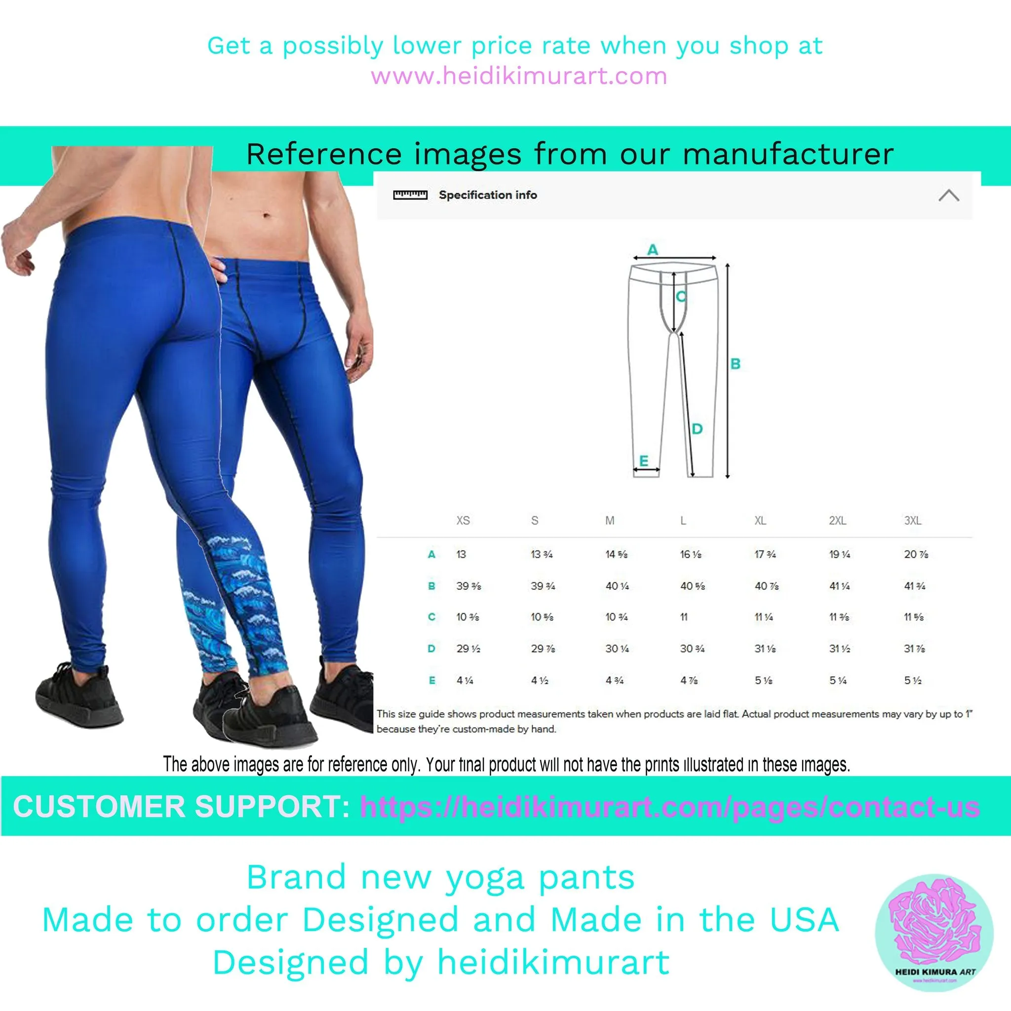 Blue Yellow Abstract Men's Leggings, Best Modern Minimalist Premium Meggings Running Tights-Made in USA/EU