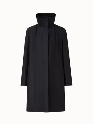 Double-Layered Wool Coat with Detachable Silk Layer