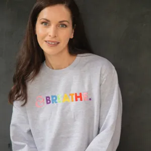 Embroidered &BREATHE Sweatshirt in Grey