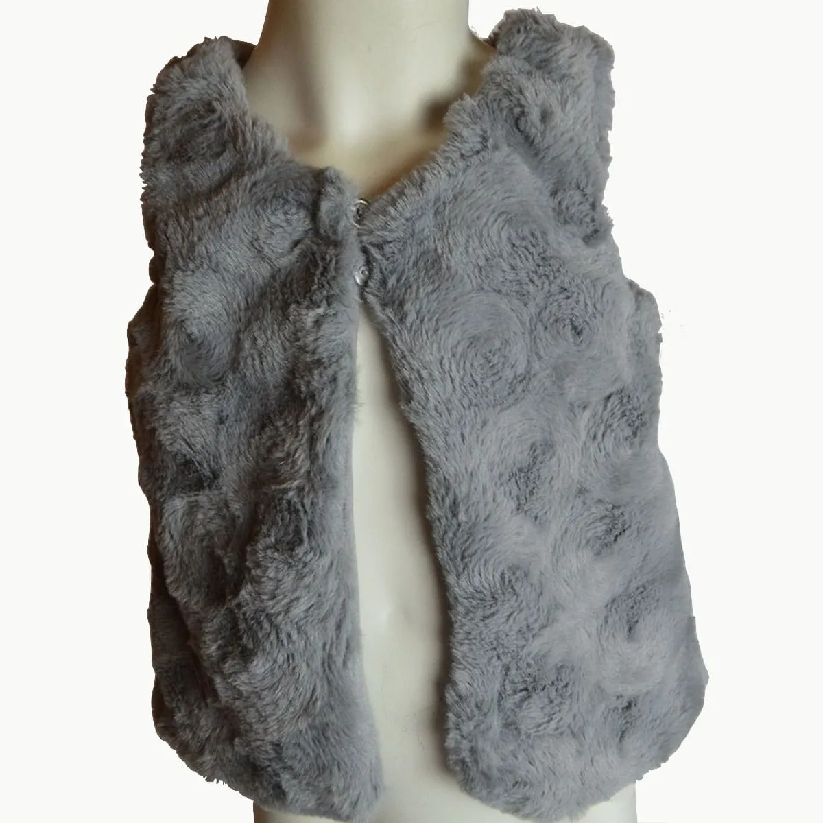 Girls Gilet | Grey | Faux Fur | Padded | Age 2-4 Years