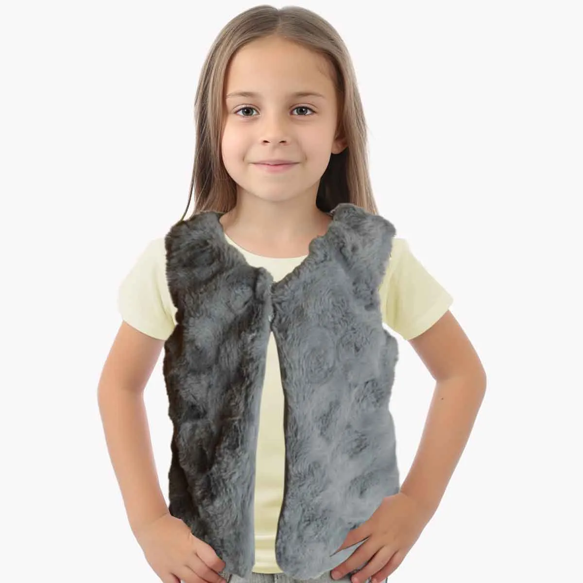 Girls Gilet | Grey | Faux Fur | Padded | Age 2-4 Years