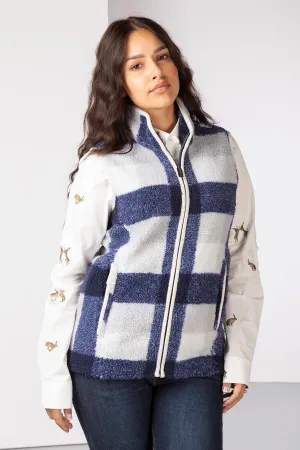 Ladies Sherpa Fleece Checked Gilet - Fimber