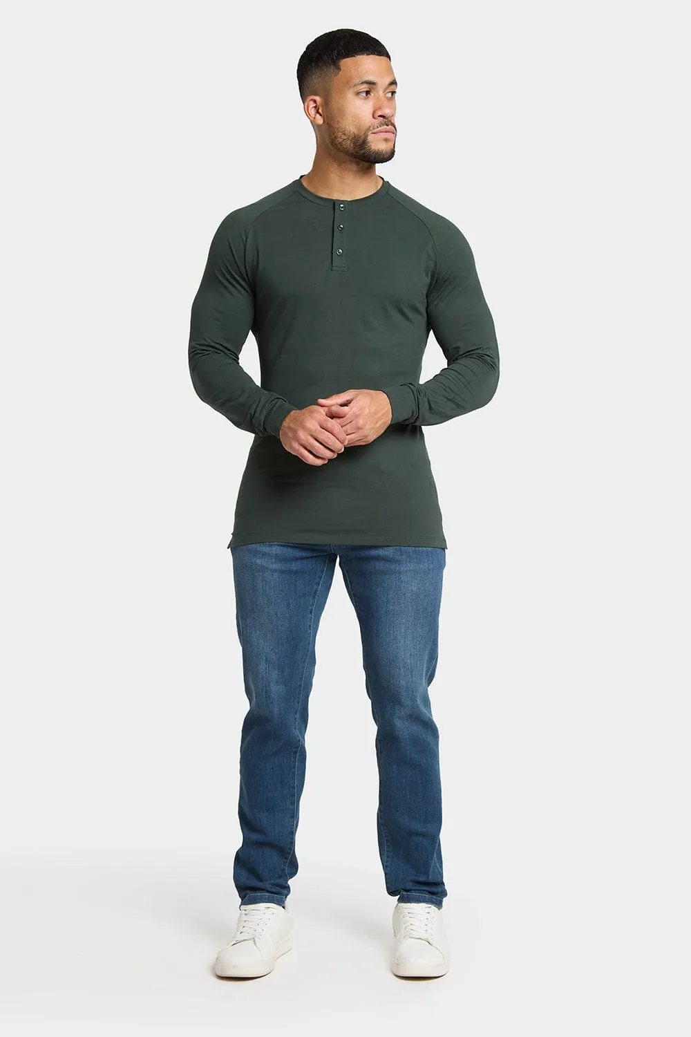 Long Sleeve Everyday Henley T-Shirt in Dark Forest