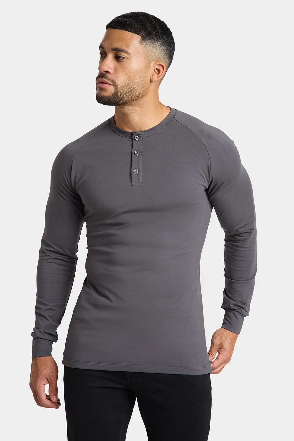 Long Sleeve Everyday Henley T-Shirt in Dark Graphite