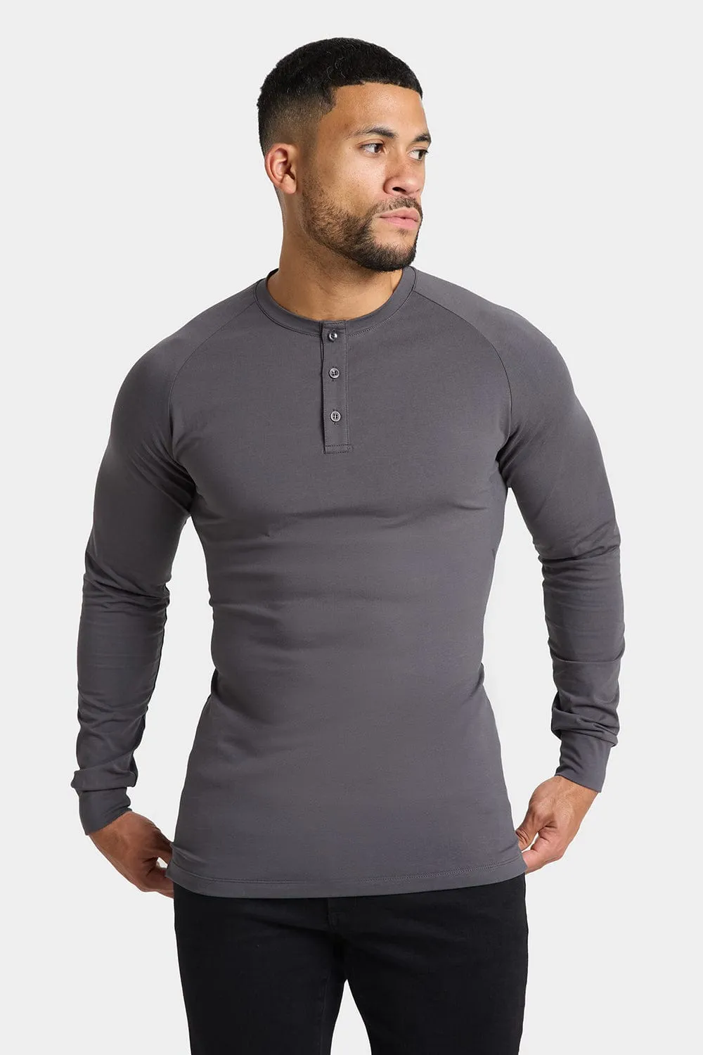 Long Sleeve Everyday Henley T-Shirt in Dark Graphite