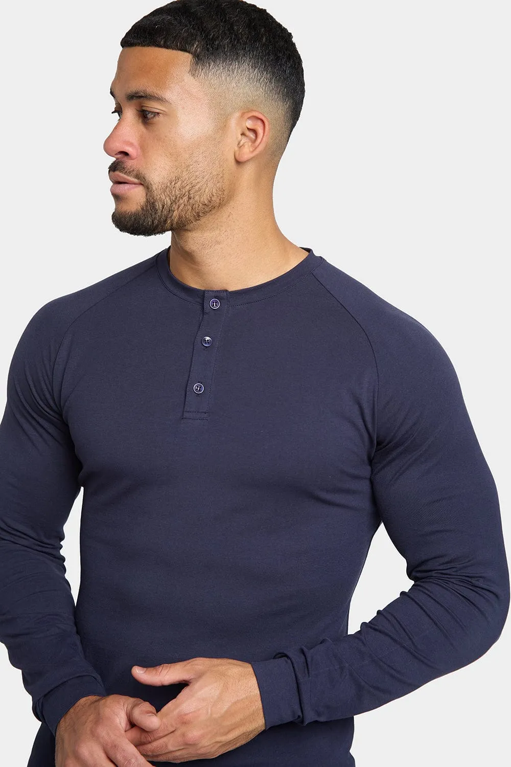 Long Sleeve Everyday Henley T-Shirt in Navy