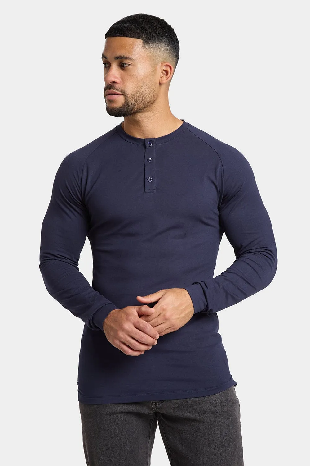 Long Sleeve Everyday Henley T-Shirt in Navy