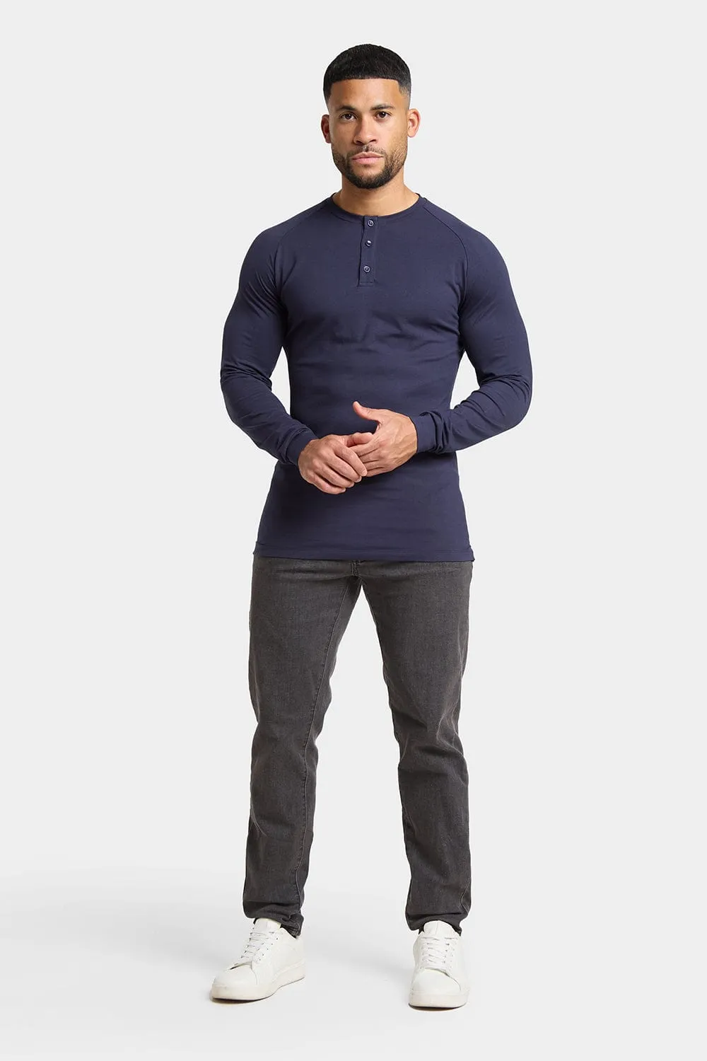 Long Sleeve Everyday Henley T-Shirt in Navy