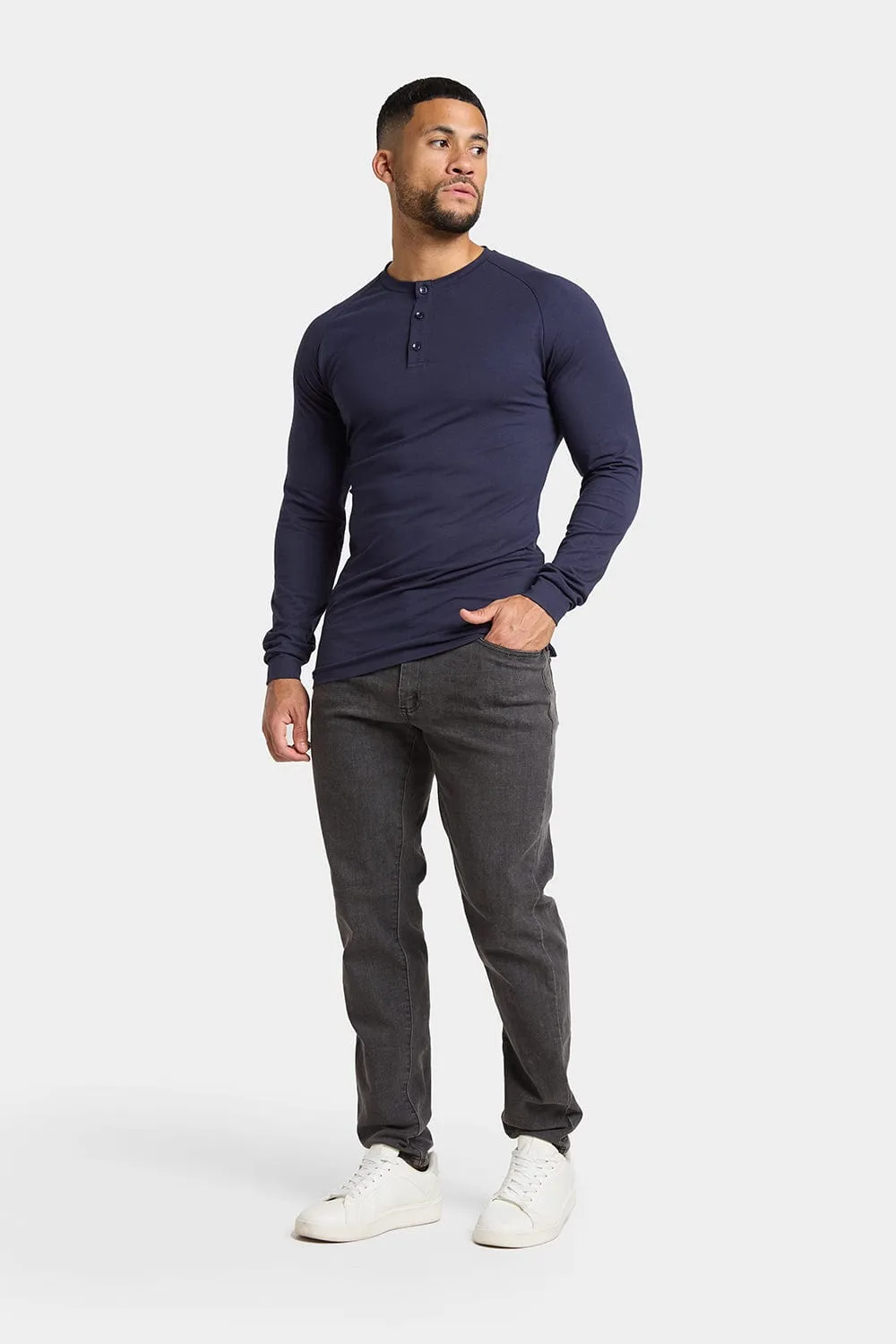 Long Sleeve Everyday Henley T-Shirt in Navy