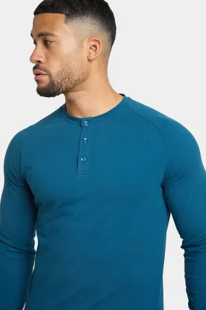 Long Sleeve Everyday Henley T-Shirt in Teal