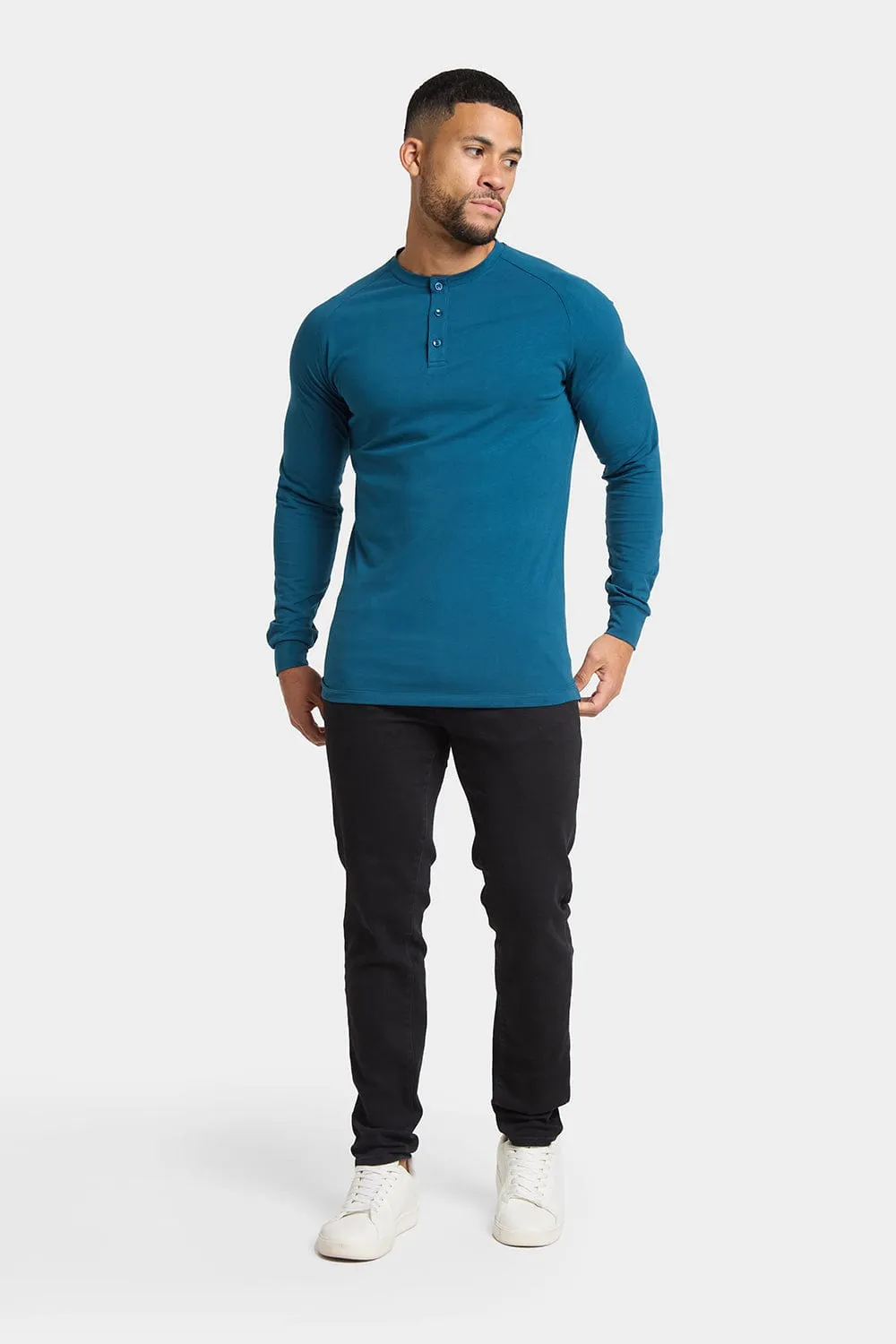 Long Sleeve Everyday Henley T-Shirt in Teal