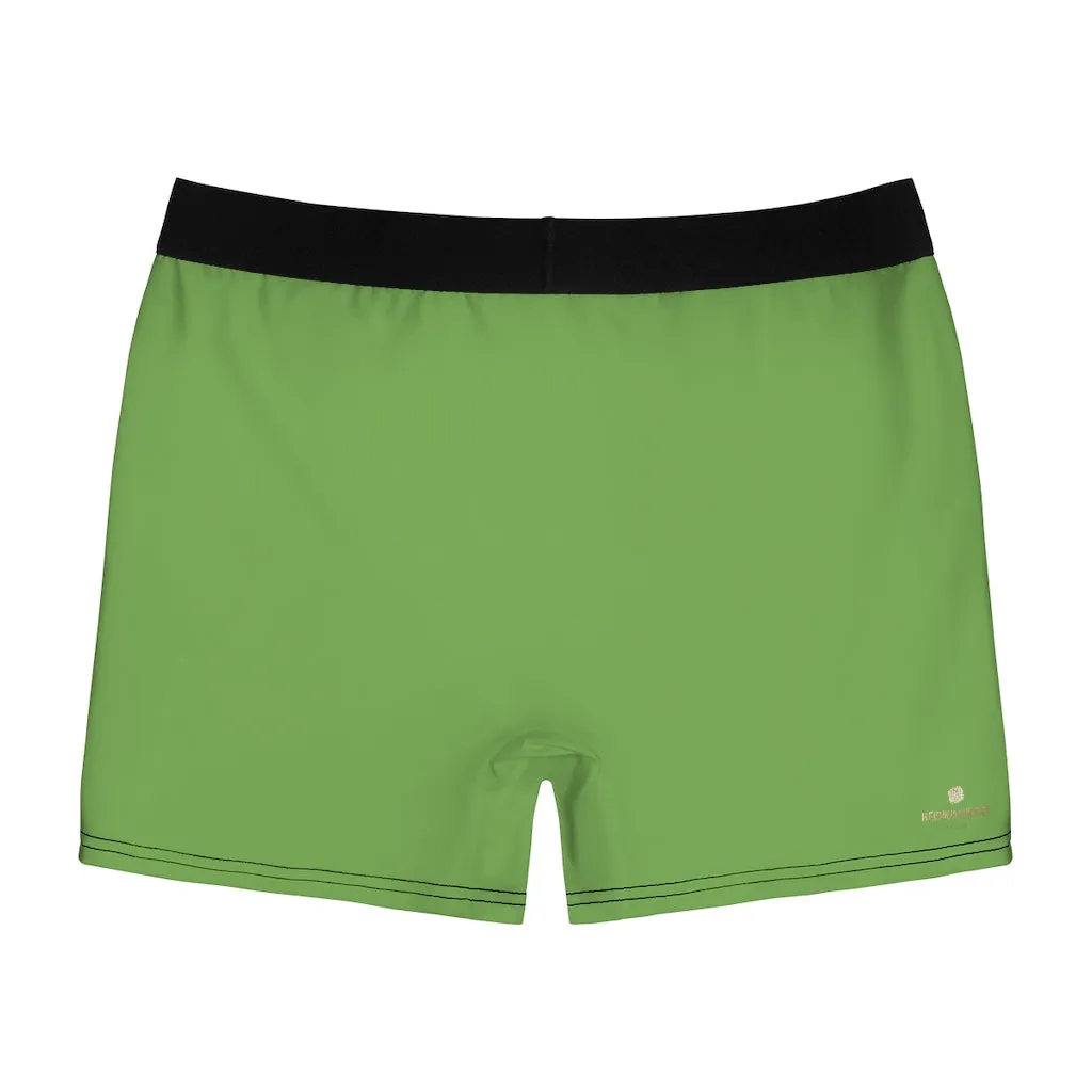 Men's Green  Boxer Briefs, Modern Solid Color Minimalist Basic Sexy Underwear For Men