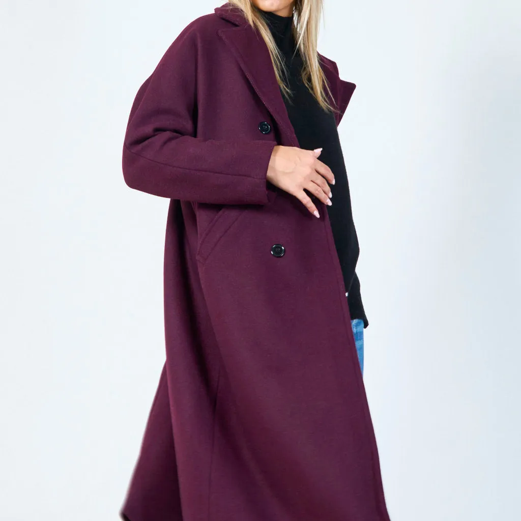 Minimalist double-breasted wool coat wholesale