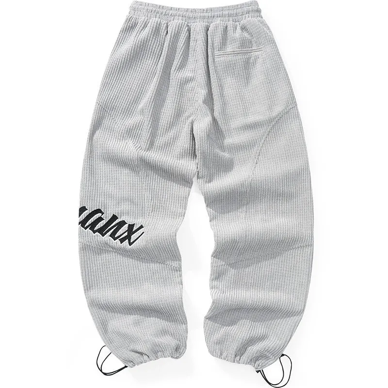 Minimalist Letter Print Corduroy Jogger Pants