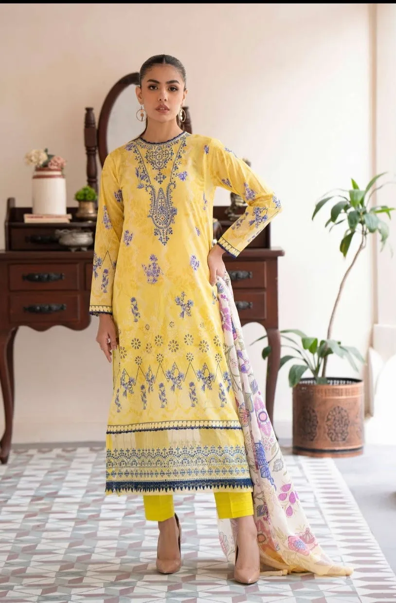 Morja Embroidered Lawn with Silk Dupatta by GullJee – Design-03