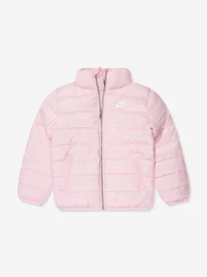 Nike Girls Solid Down Puffer Jacket in Pink