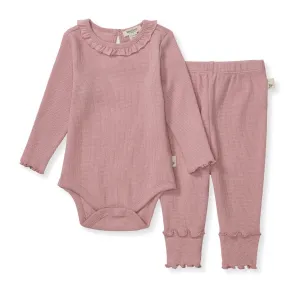 Organic Cotton Thermal Top & Pant Set - Persian Rose