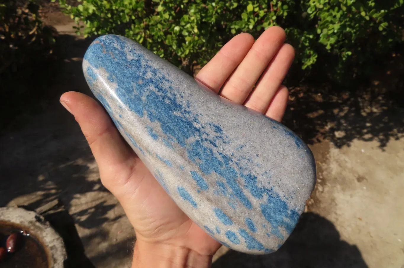 Polished Blue Spotted Spinel Quartz Standing Free Form x 1 From Madagascar