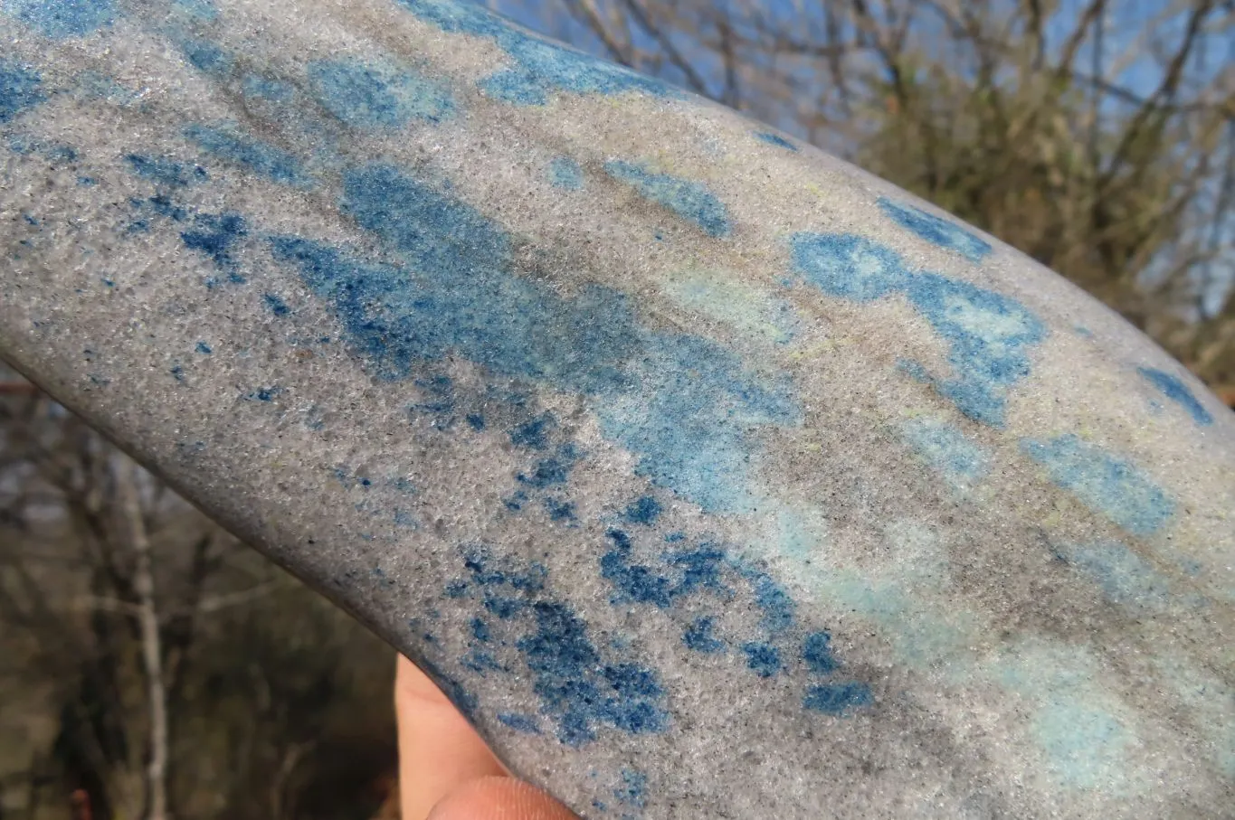 Polished Blue Spotted Spinel Quartz Standing Free Form x 1 From Madagascar