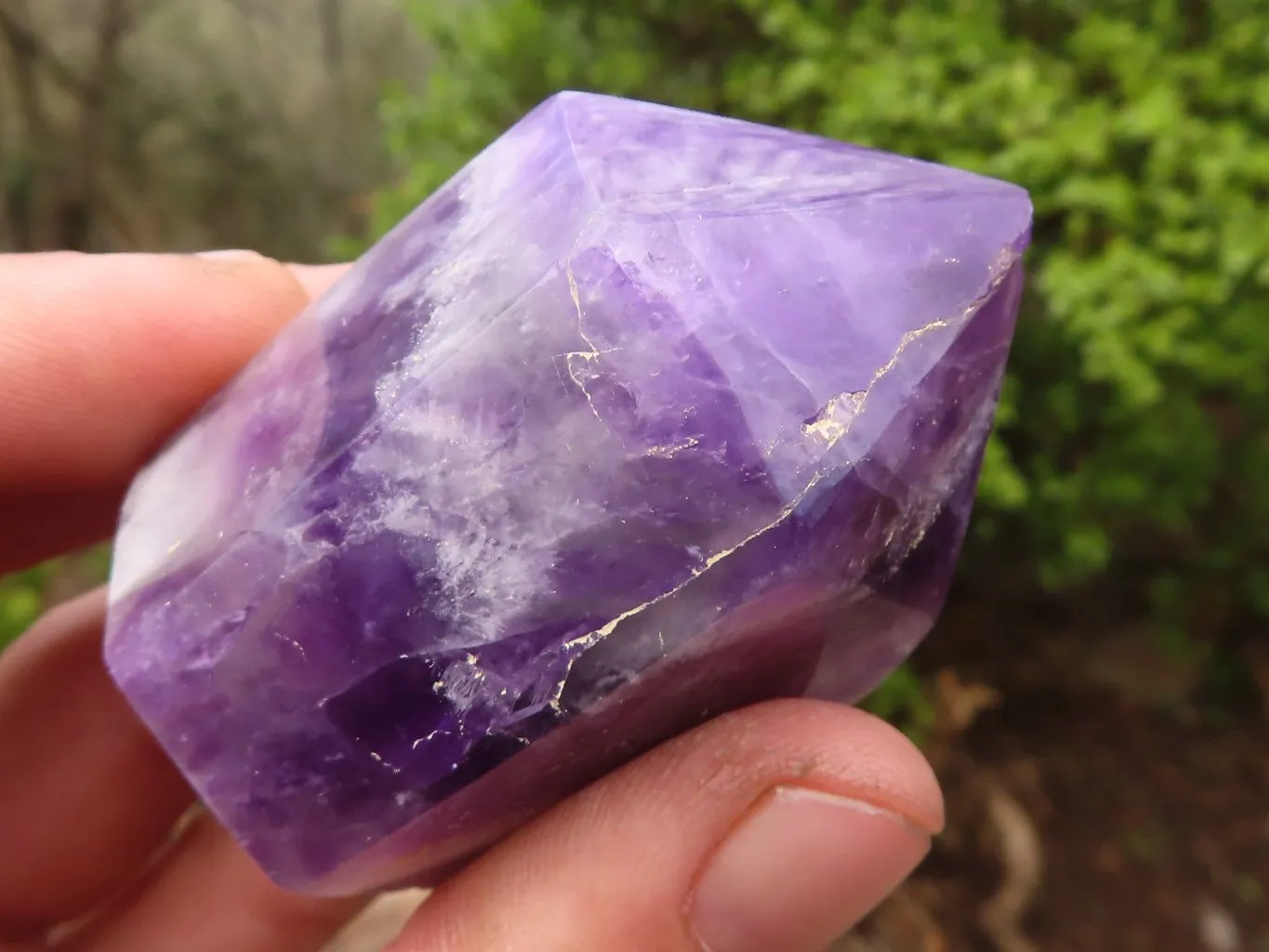 Polished Chevron Amethyst Points x 6 From Zambia