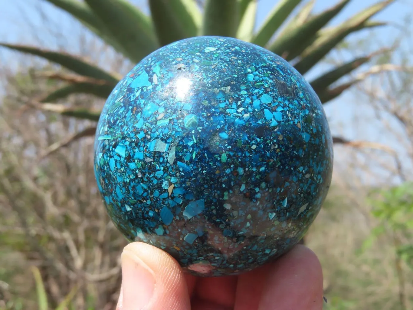 Polished Chrysocolla Conglomerate Sphere x 1 From Congo