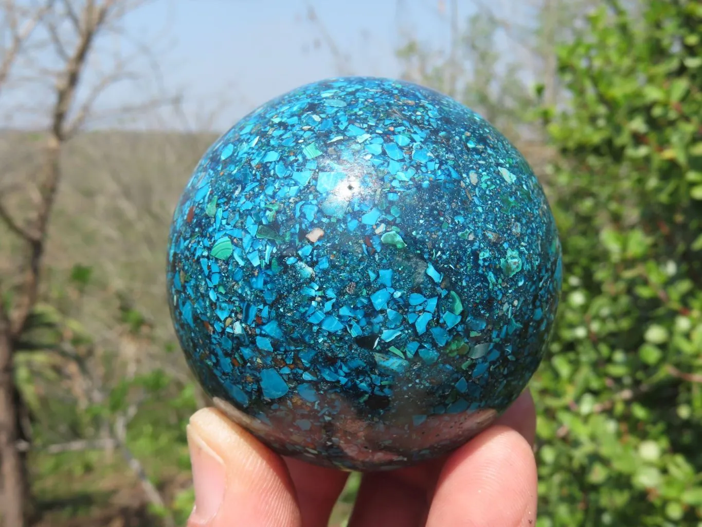 Polished Chrysocolla Conglomerate Sphere x 1 From Congo