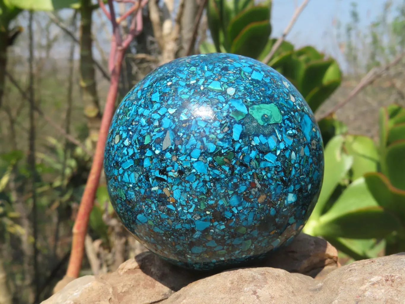 Polished Chrysocolla Conglomerate Sphere x 1 From Congo