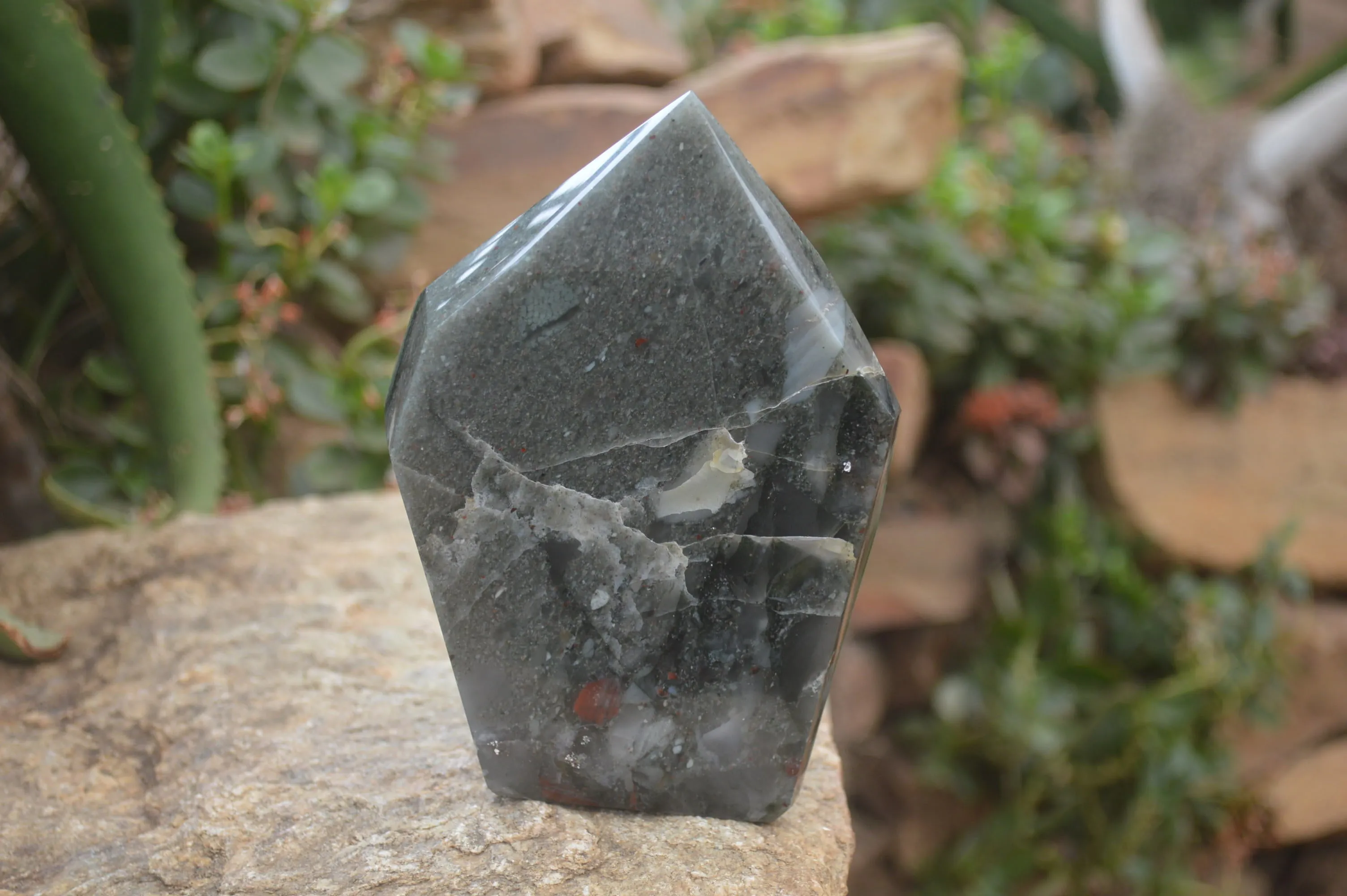 Polished Conglomerate Bloodstone Prism x 1 From Swaziland