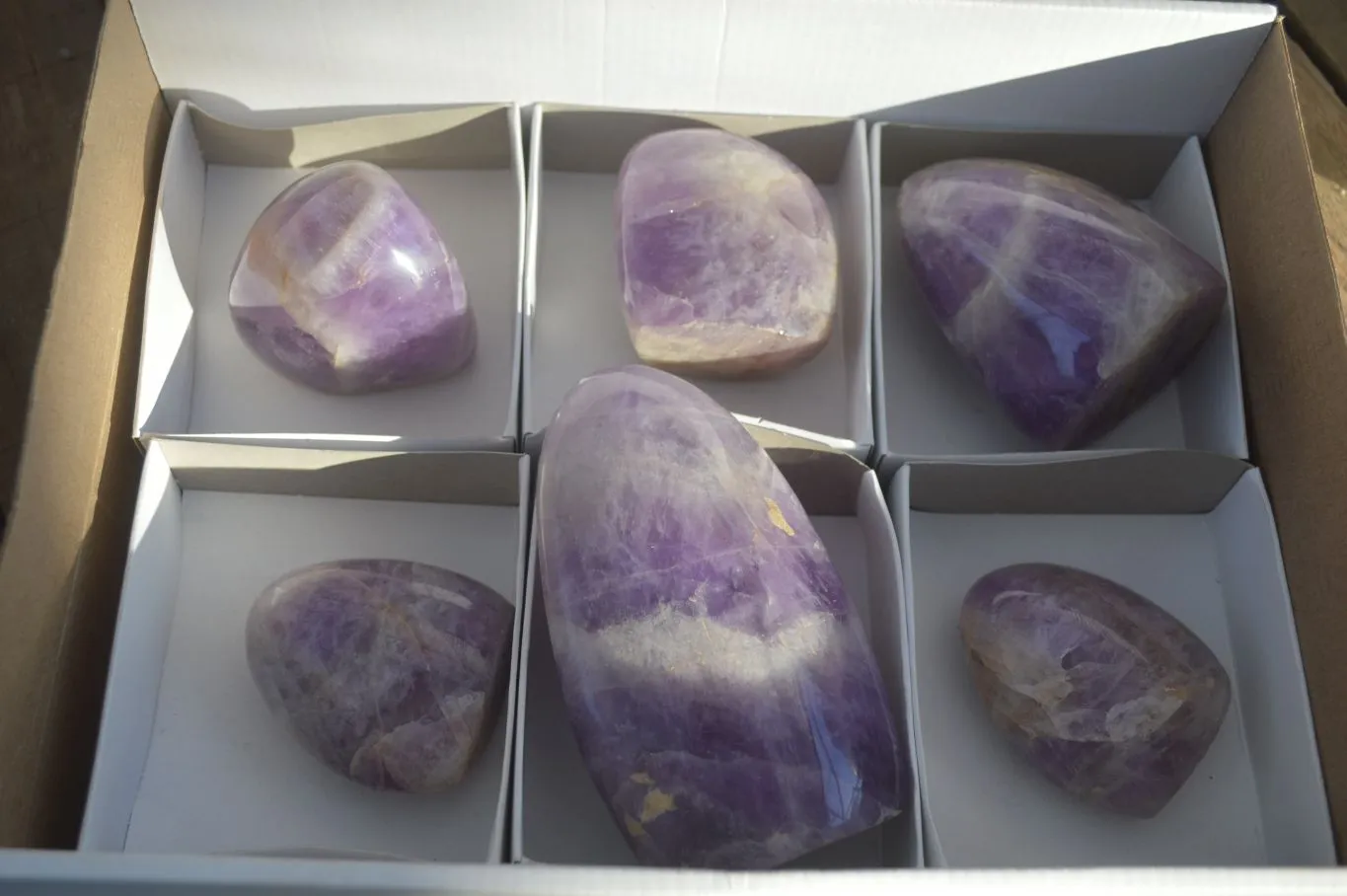 Polished Dream Amethyst Standing Free Forms x 6 From Madagascar