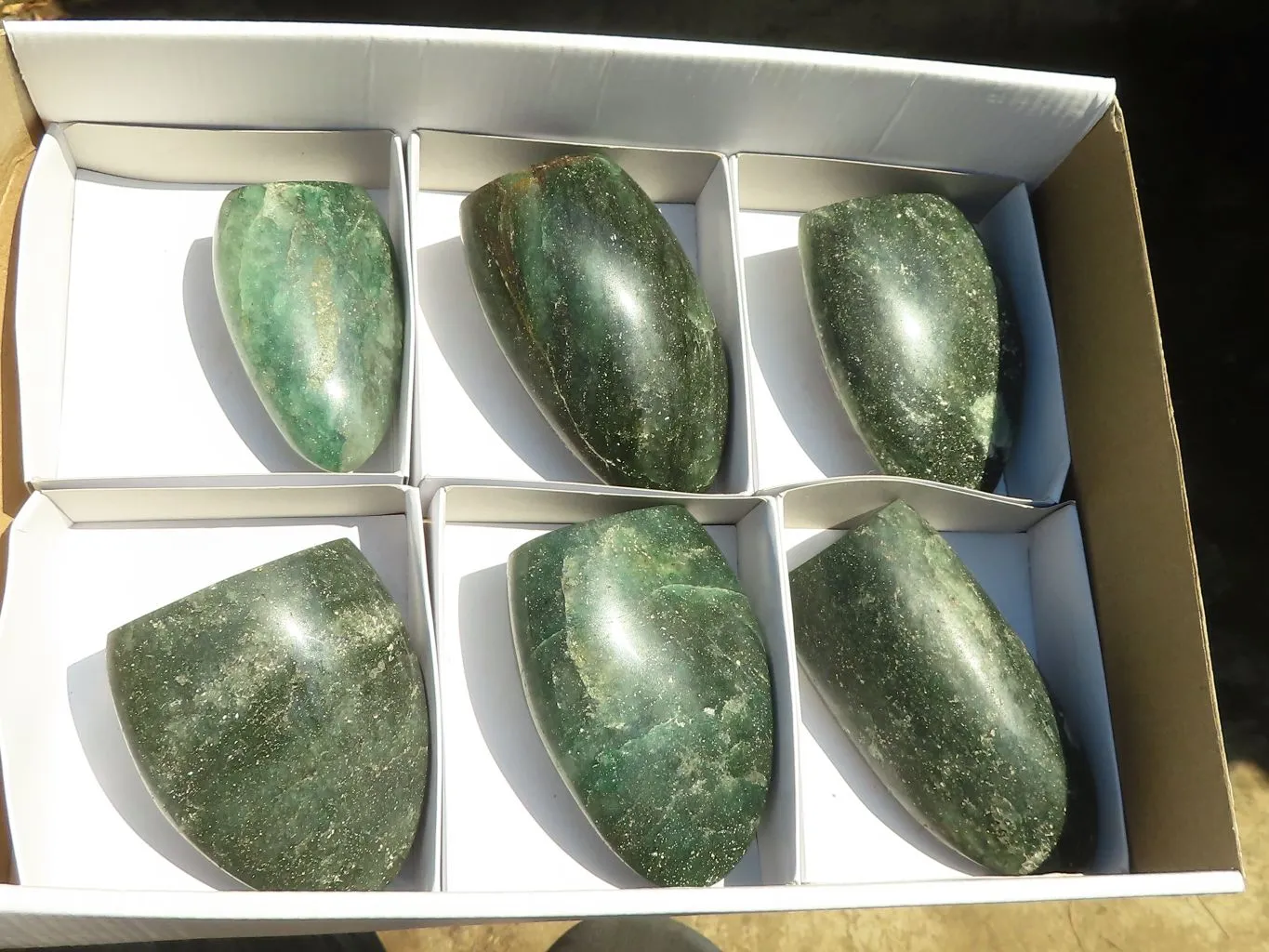 Polished Emerald Fuchsite Quartz Standing Free Forms  x 6 From Madagascar