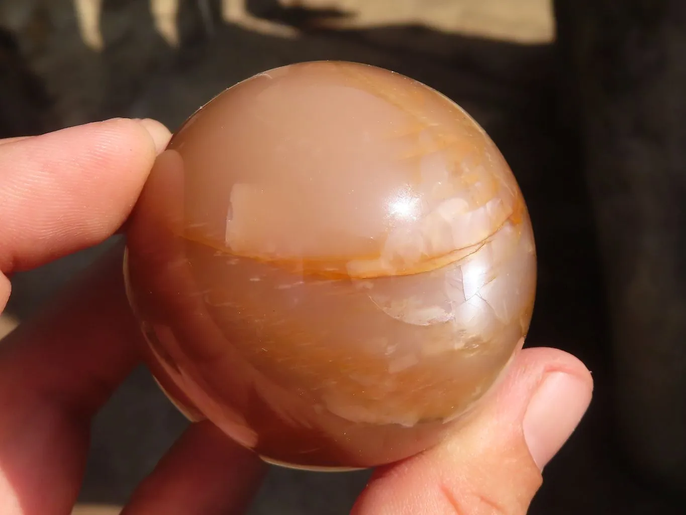 Polished Flashy Peach Moonstone Spheres x 6 From Madagascar