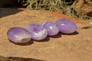 Polished Gemmy Amethyst Galet - Palm Stones x 20 From Madagascar