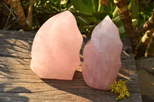 Polished Gemmy Pink Rose Quartz Flames x 2 From Ambatondrazaka, Madagascar