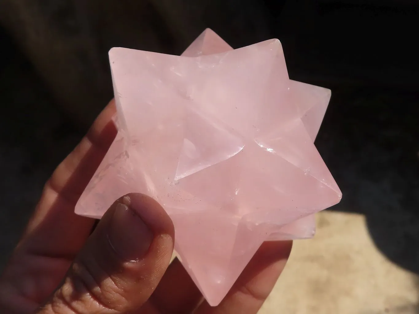 Polished Gemmy Rose Quartz Merkabah Stars x 3 From Madagascar