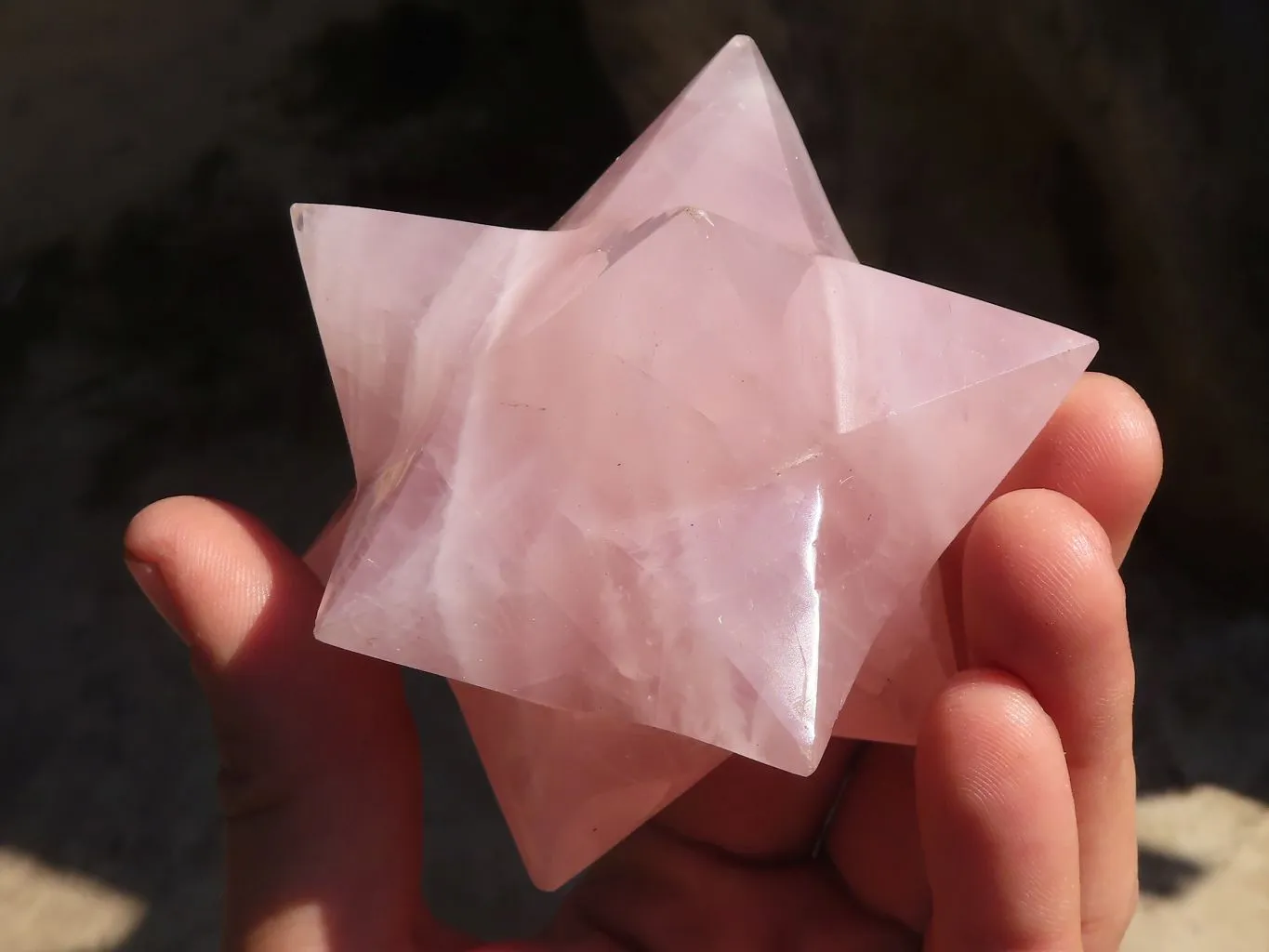 Polished Gemmy Rose Quartz Merkabah Stars x 3 From Madagascar