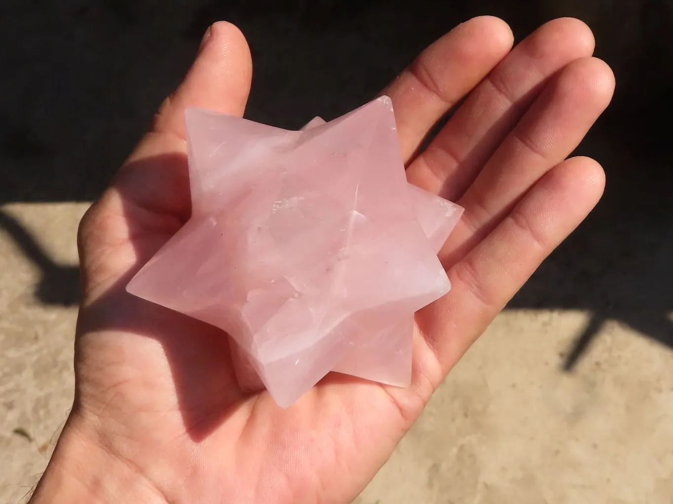 Polished Gemmy Rose Quartz Merkabah Stars x 3 From Madagascar