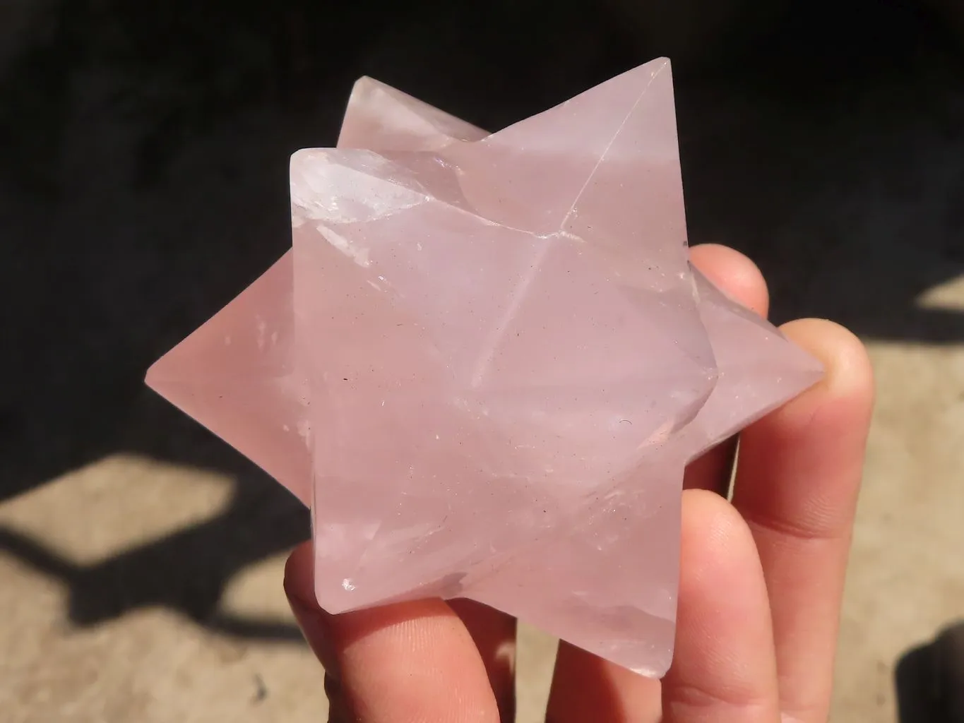 Polished Gemmy Rose Quartz Merkabah Stars x 3 From Madagascar