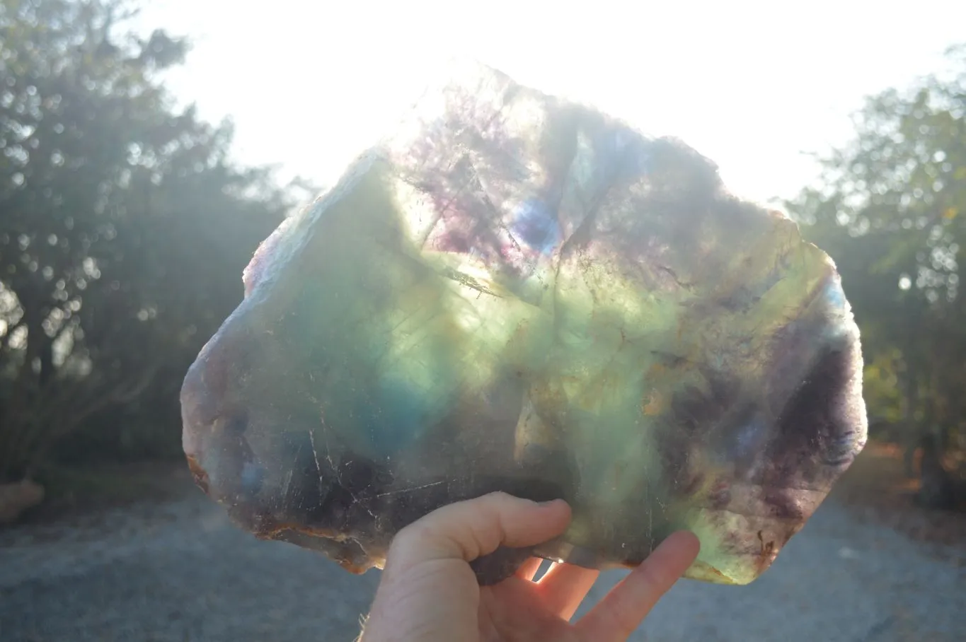 Polished  Watermelon Fluorite Slice With Custom Metal Stand  x 1 From Uis, Namibia