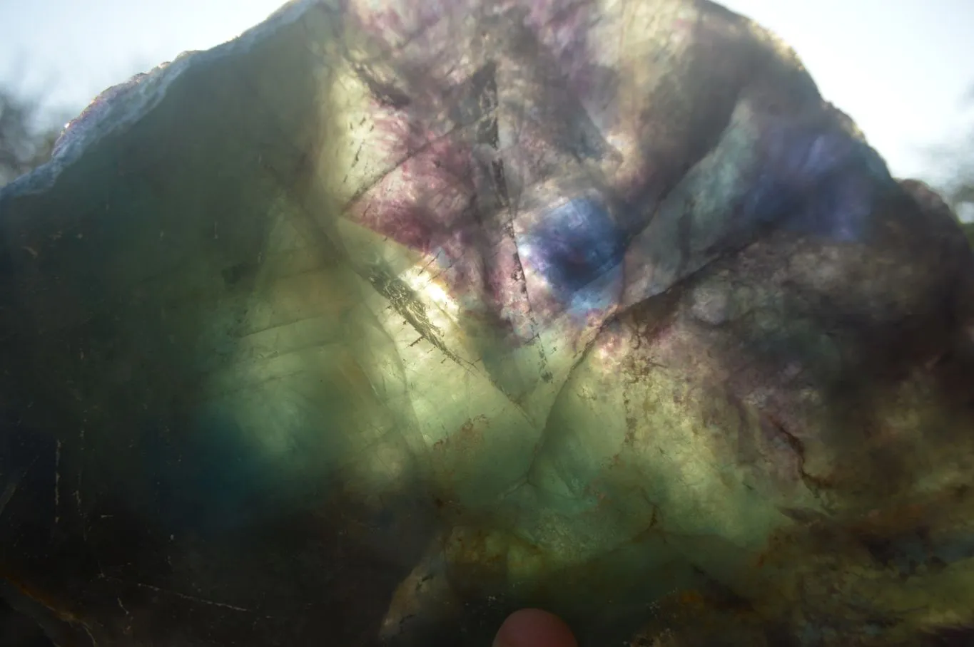 Polished  Watermelon Fluorite Slice With Custom Metal Stand  x 1 From Uis, Namibia