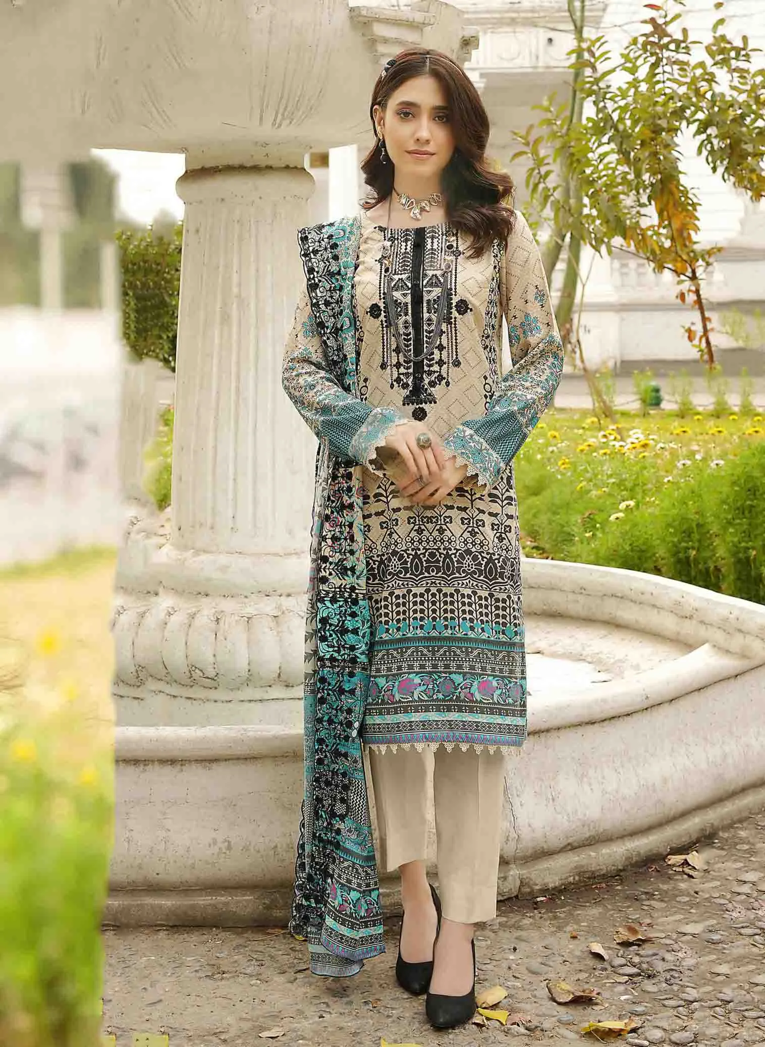 Ramsha By Zesh Unstitched Embroidered Lawn Pakistani Suit