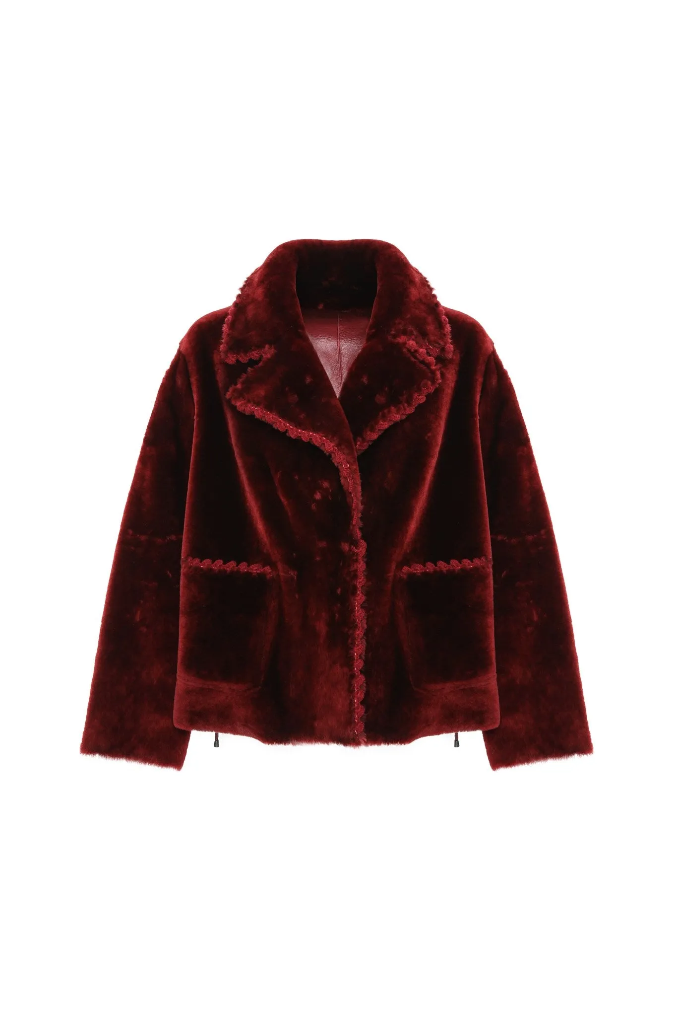 Reversible Select Shearling Lamb Jacket with Embroidered Trim