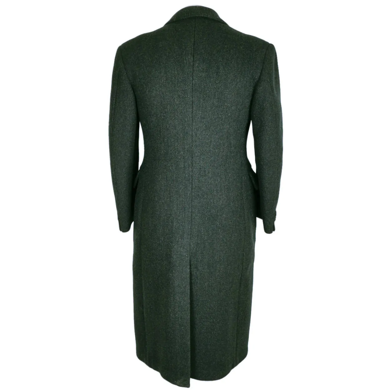 Vintage 1940s Mens Overcoat Green Wool Herringbone Tweed Coat T Eaton Co Size 38