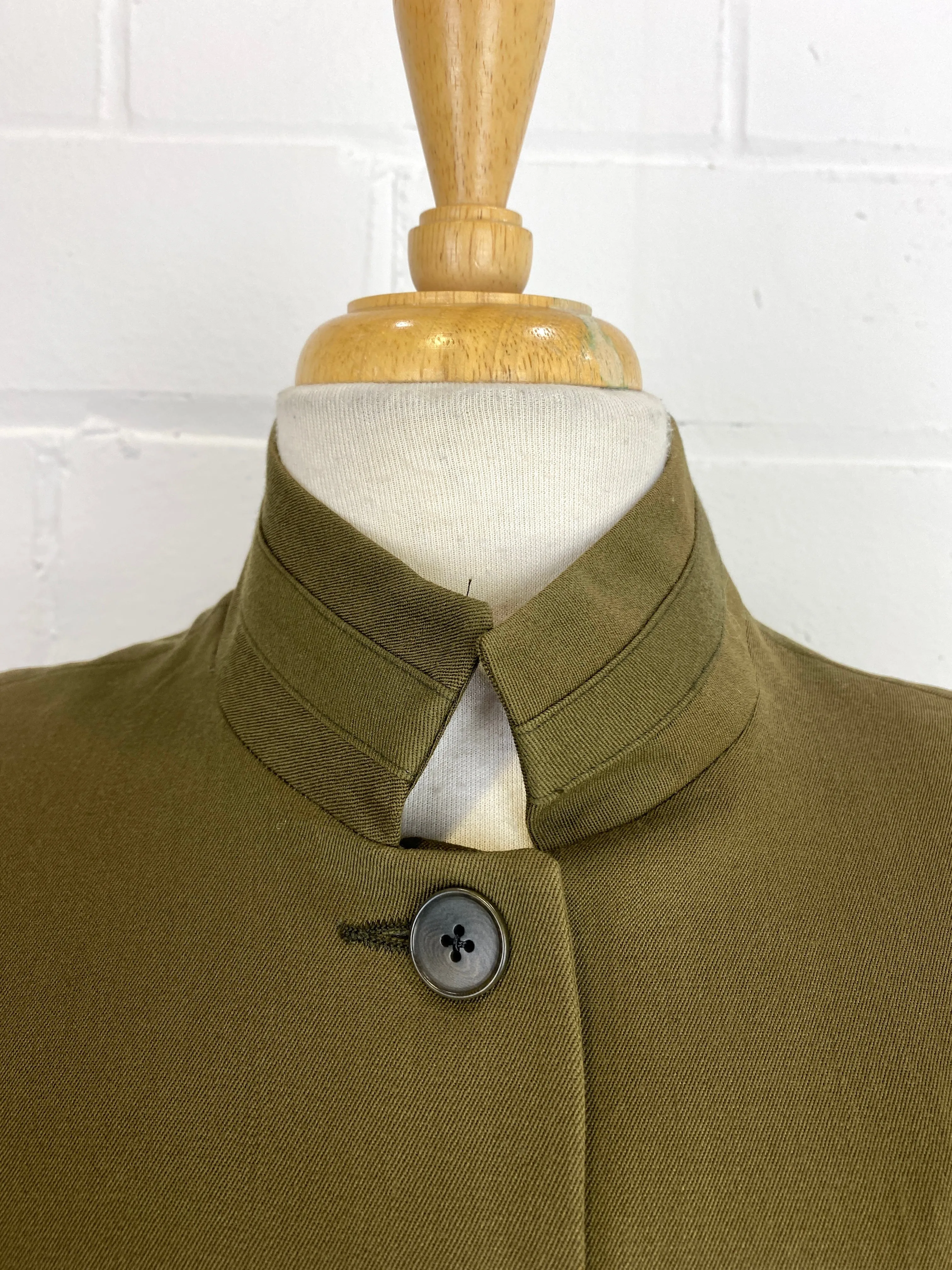 Vintage 1990s Norma Kamali Khaki Wool Jacket, Medium