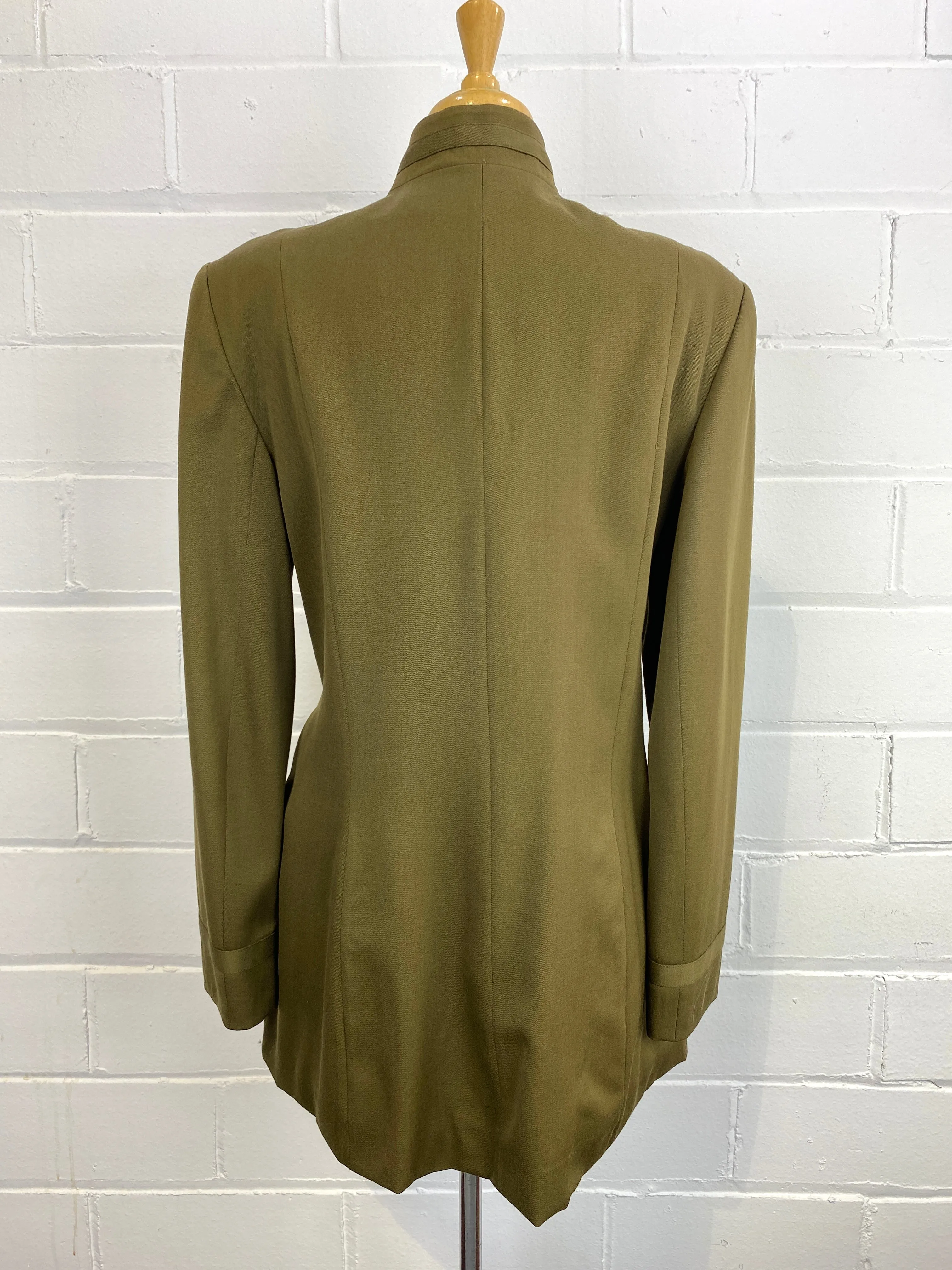 Vintage 1990s Norma Kamali Khaki Wool Jacket, Medium