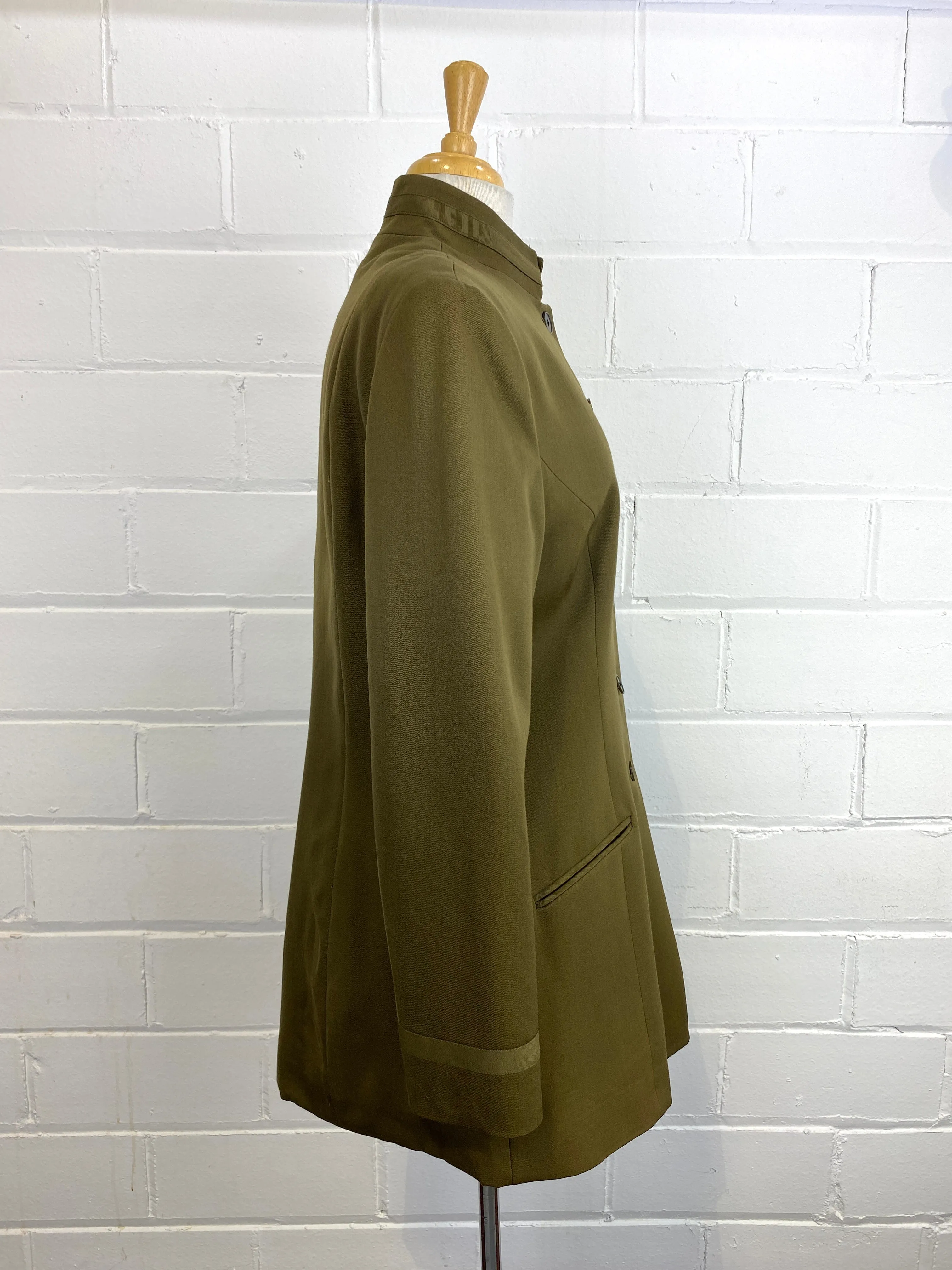 Vintage 1990s Norma Kamali Khaki Wool Jacket, Medium