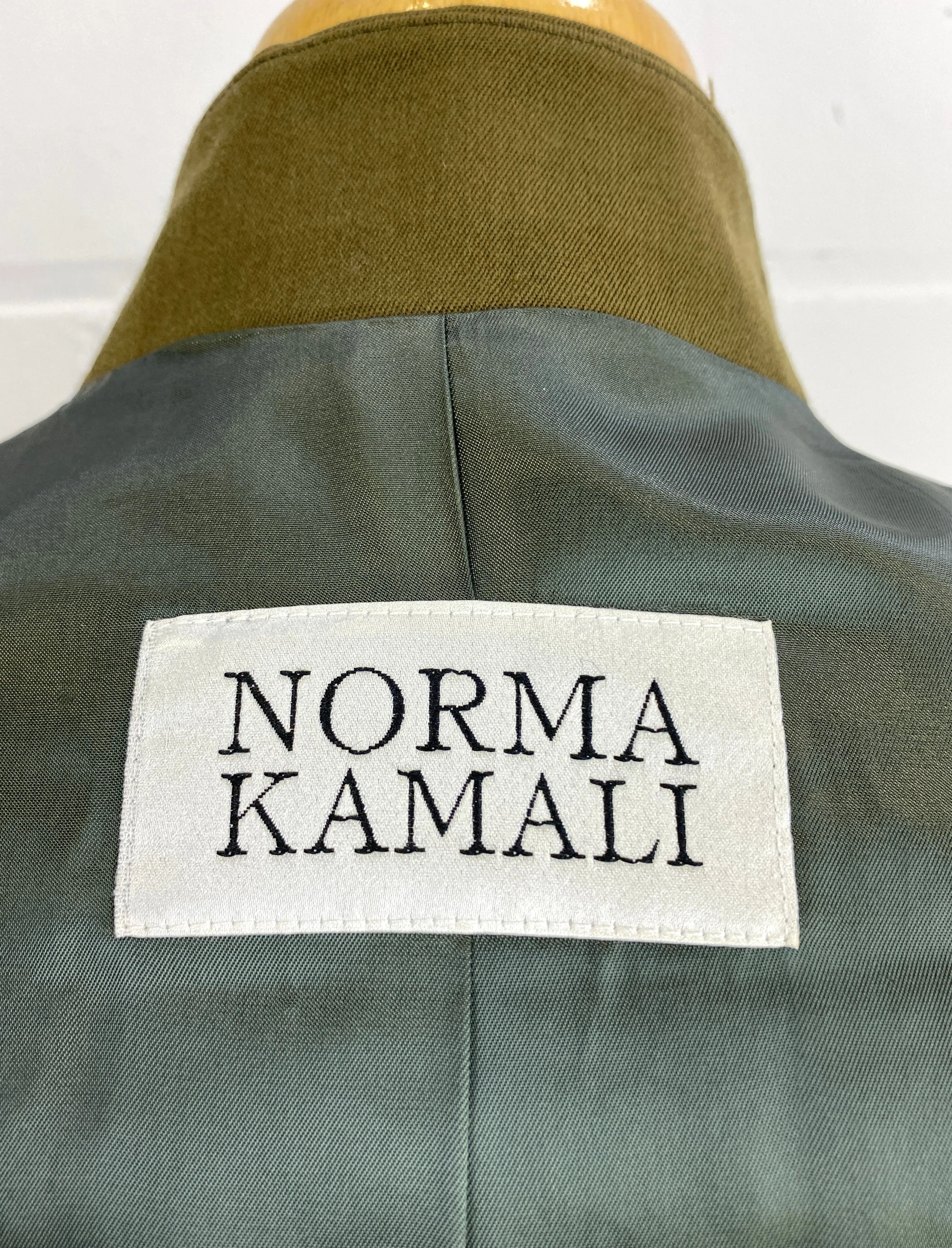 Vintage 1990s Norma Kamali Khaki Wool Jacket, Medium