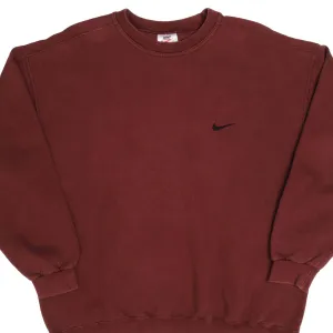 VINTAGE NIKE CLASSIC SWOOSH RED BORDEAUX SWEATSHIRT 1990S SIZE XL MADE IN USA