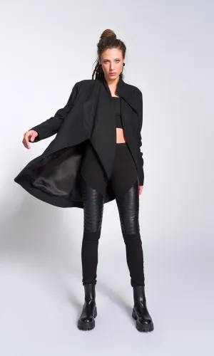 Wool Felt Coat with Asymmetric Tiered Closure